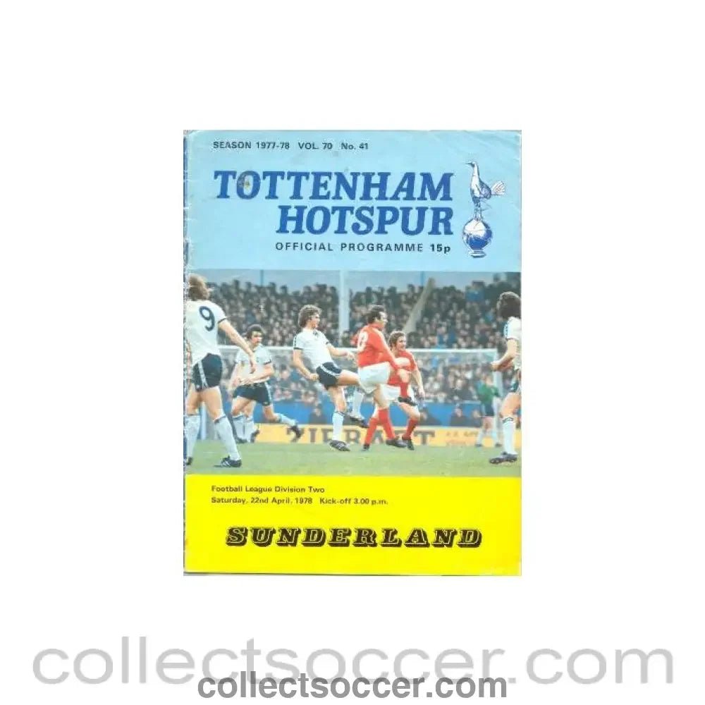 1978 - Tottenham Hotspur v Sunderland official programme 22/04/1978 Football League - Collect Soccer