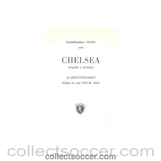 1978 - VOSS v Chelsea official programme 16/05/1978