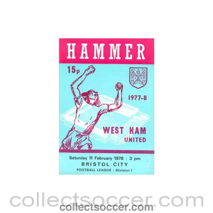 1978 - West Ham United v Bristol City official programme 11/02/1978 - Collect Soccer