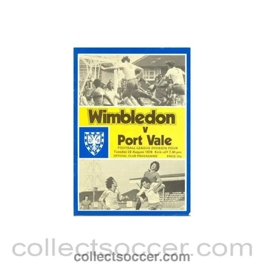 1978 - Wimbledon v Port Vale official programme 22/08/1978 - Collect Soccer