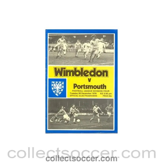1978 - Wimbledon v Portsmouth official programme 26/12/1978 - Collect Soccer
