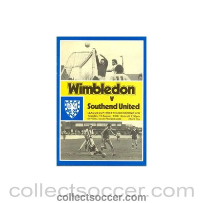 1978 - Wimbledon v Southend United official programme 15/08/1978 - Collect Soccer