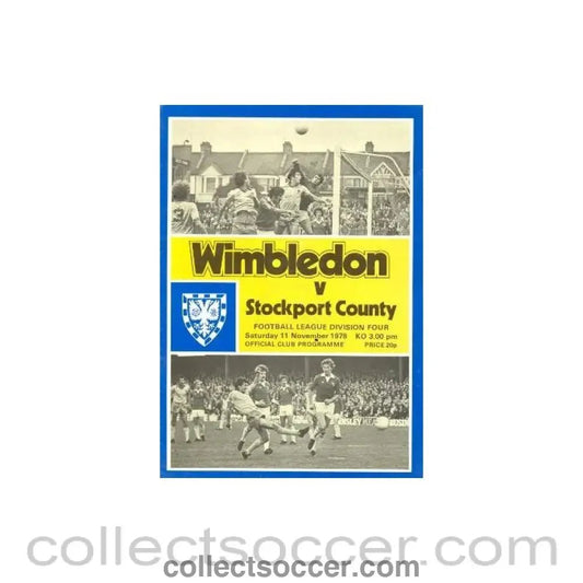 1978 - Wimbledon v Stockport County official programme 11/11/1978 - Collect Soccer