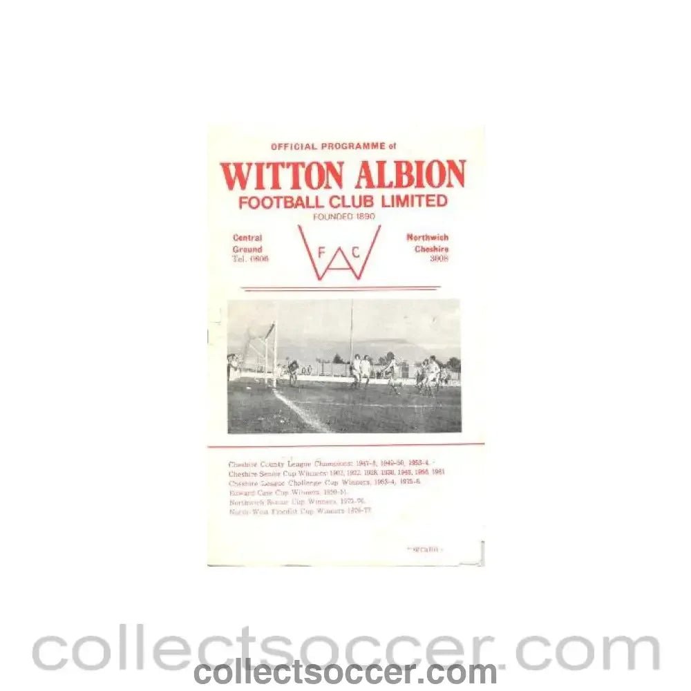 1978 - Witton Albion v Chorley official programme 11/03/1978 League - Collect Soccer