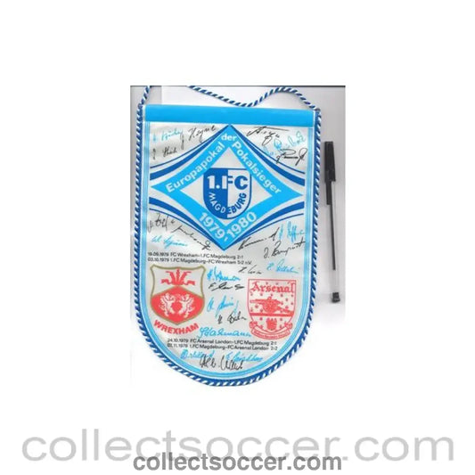 1979 -1980 Cup Winners Cup pennant Arsenal Wrexham and Magdeburg
