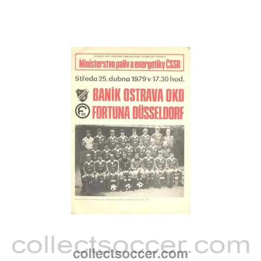1979 Banik Ostrava v Fortuna Dusseldorf official programme 29/04/1979 Cup Winners Cup Semi - Final - Collect Soccer