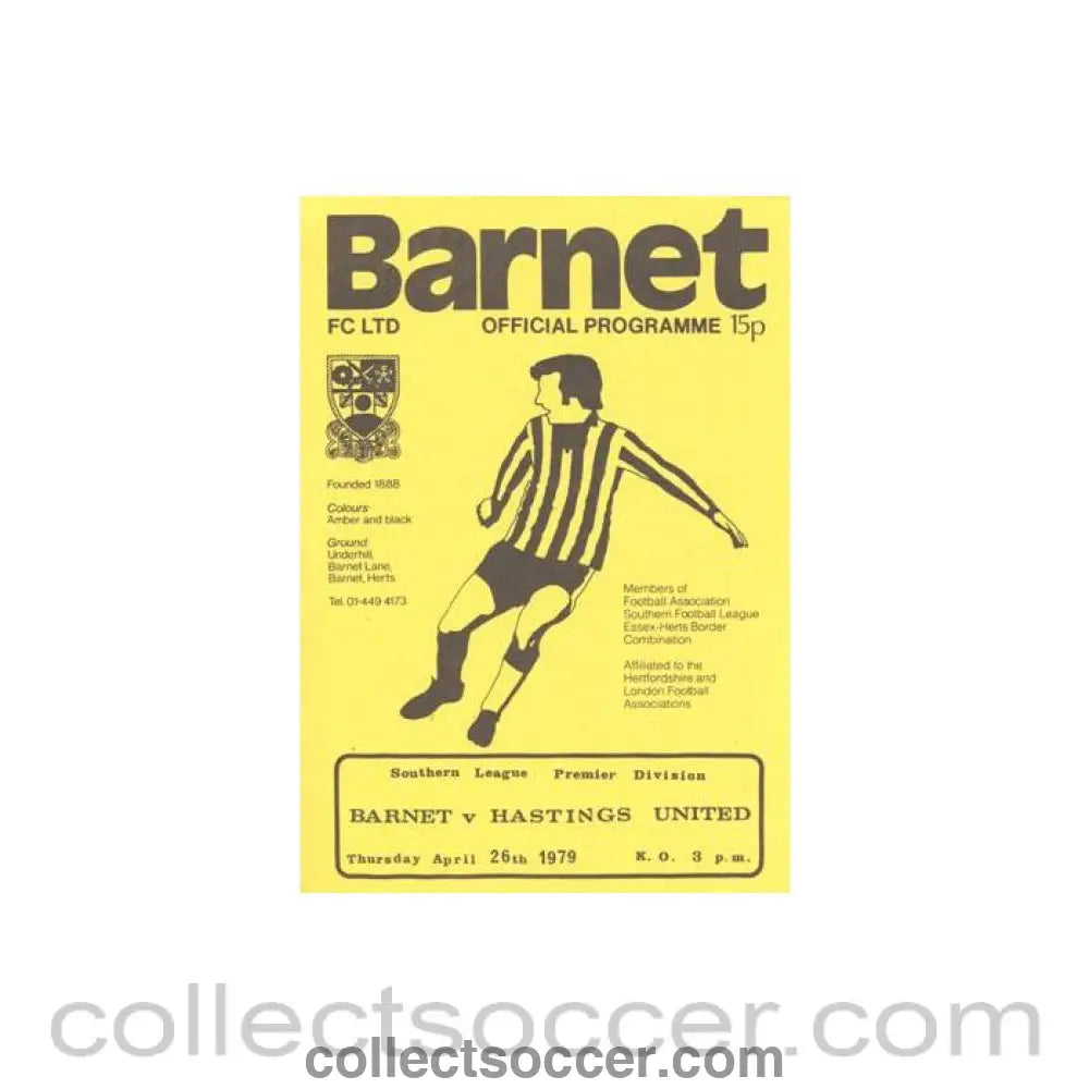 1979 - Barnet v Hastings United official programme 26/04/1979 Southern League premier Division