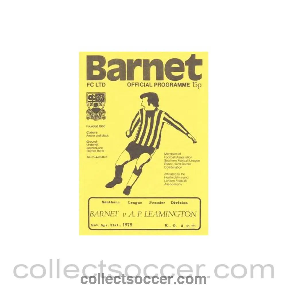 1979 - Barnet v Leamington official programme 21/04/1979 Southern League premier Division - Collect Soccer
