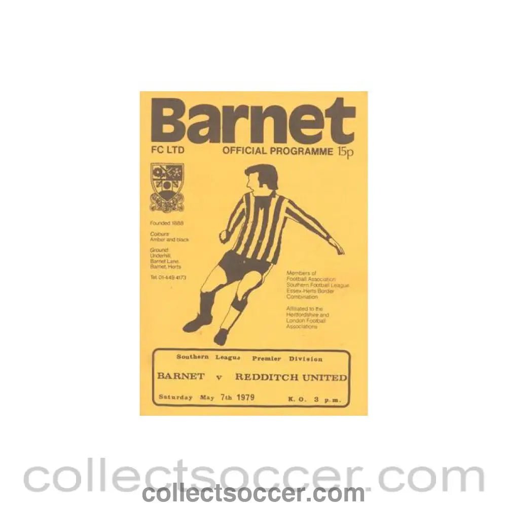 1979 - Barnet v Redditch Ubited official programme 07/05/1979 Southern League Premier Division - Collect Soccer