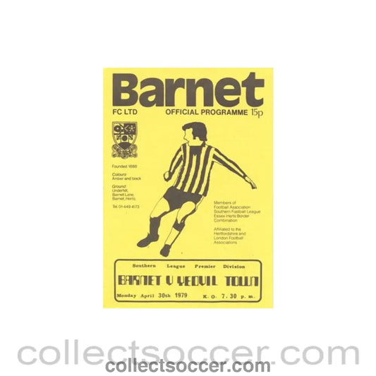 1979 - Barnet v Yeovil Town official programme 30/04/1979 Southern League premier Division