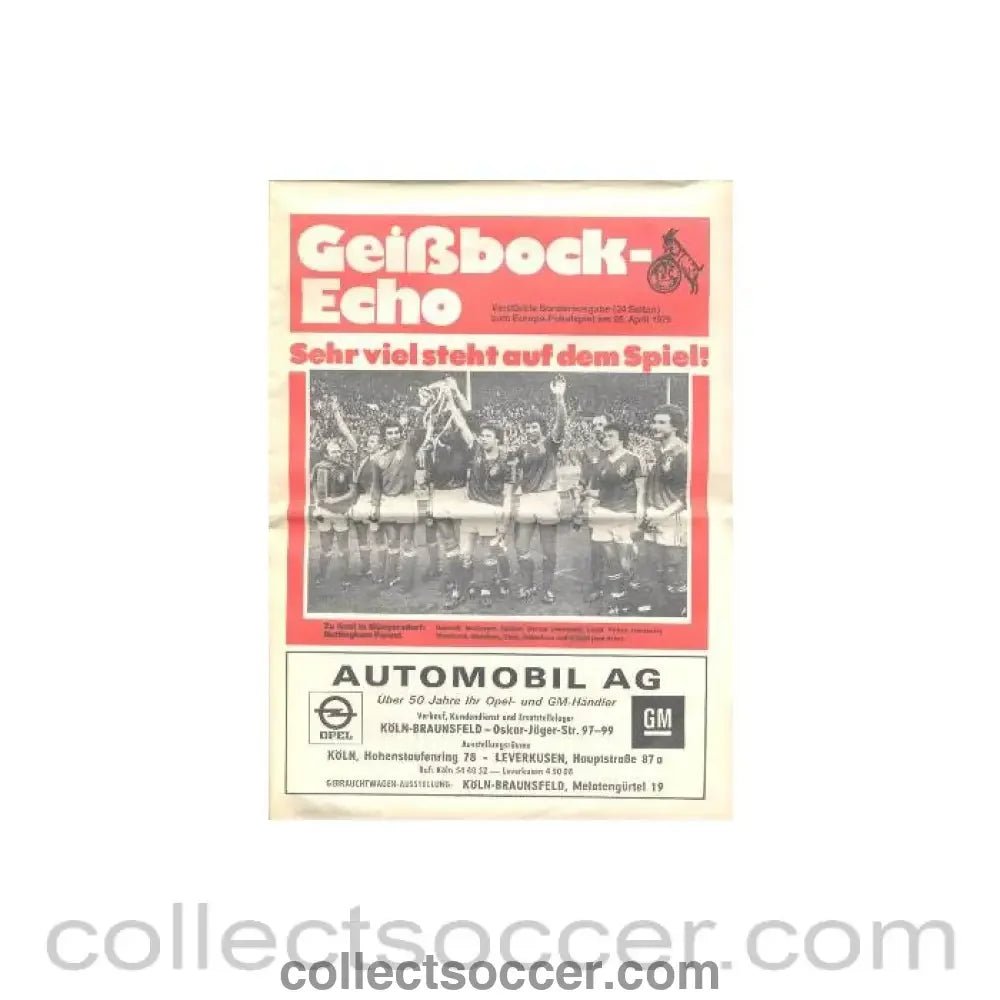 1979 - Cologne v Nottingham Forest football programme 25/04/1979 European Cup - Collect Soccer