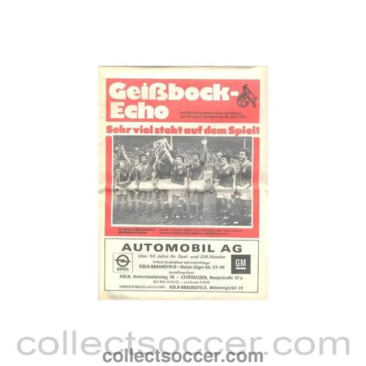 1979 - Cologne v Nottingham Forest football programme 25/04/1979 European Cup - Collect Soccer