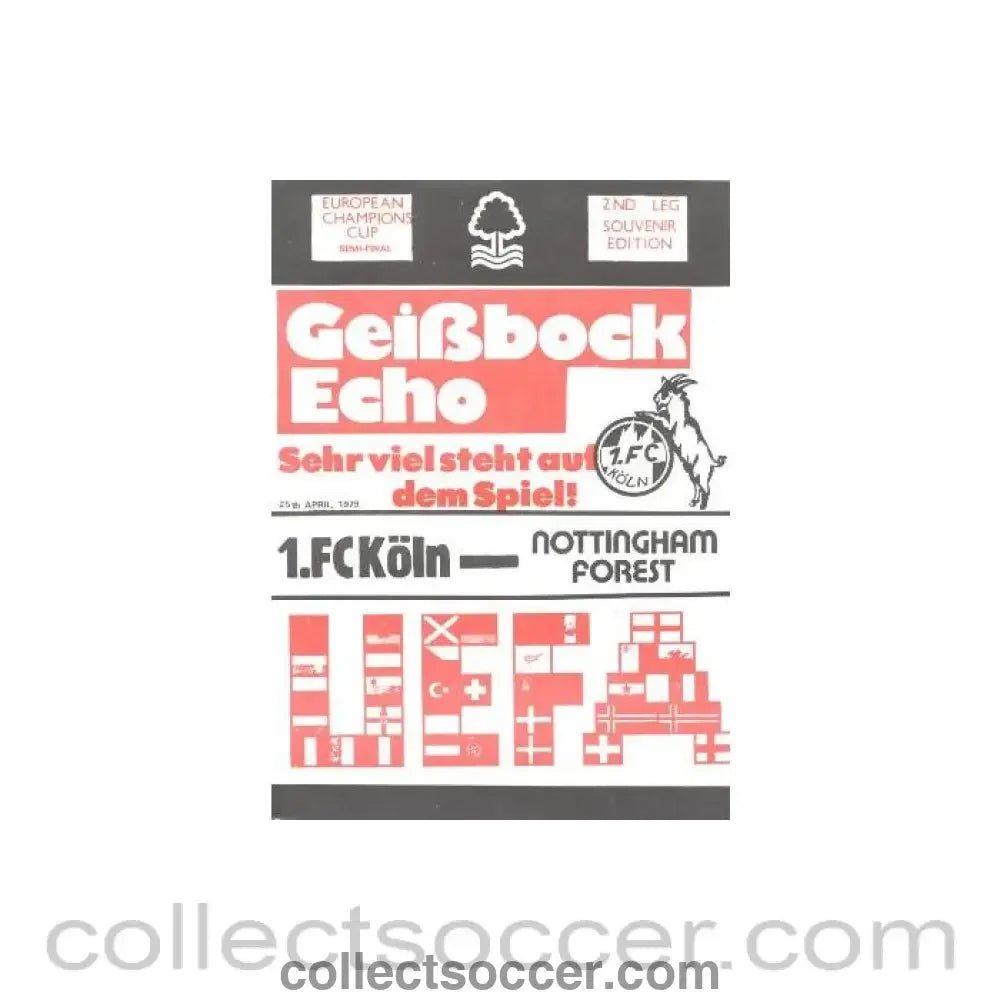 1979 - Cologne v Nottingham Forest official programme 25/04/1979 European Cup - Collect Soccer