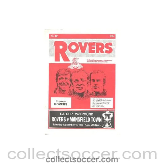 1979 - Doncaster Rovers v Mansfield Town official programme 15/12/1979 F.A. Cup - Collect Soccer