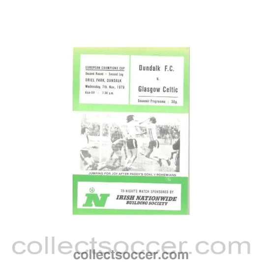 1979 - Dundalk v Glasgow Celtic official programme 07/11/1979 European Cup - Collect Soccer