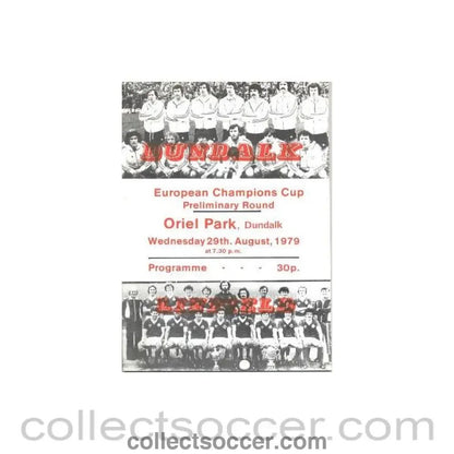 1979 - Dundalk v Linfield official programme 29/08/1979 European Cup - Collect Soccer