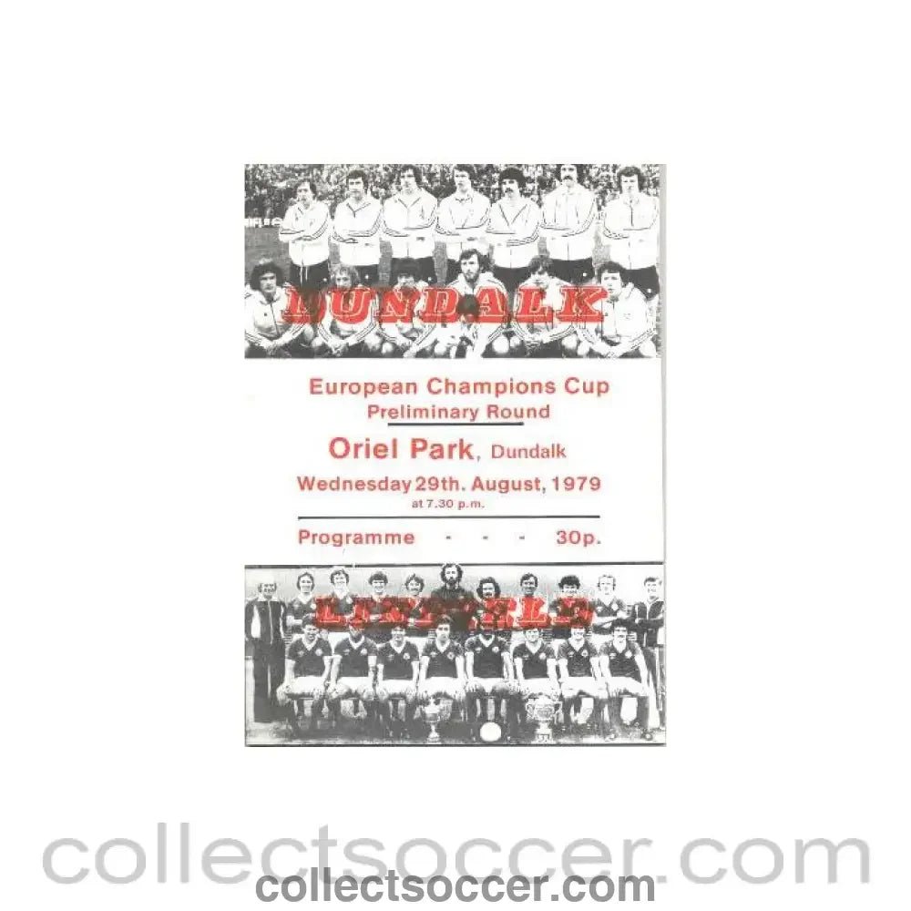 1979 - Dundalk v Linfield official programme 29/08/1979 European Cup - Collect Soccer