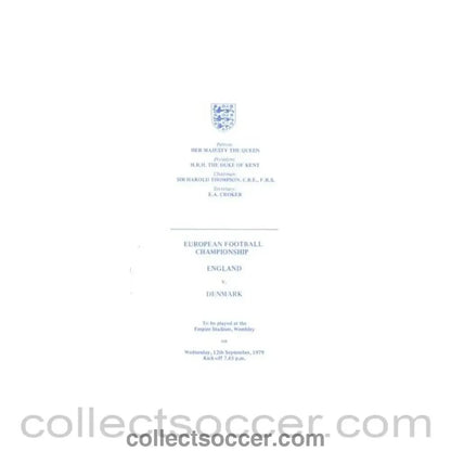 1979 England v Denmark programme of arrangements Royal Box - Collect Soccer