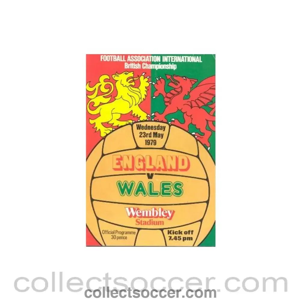 1979 England v Wales official programme 23/05/1979 - Collect Soccer