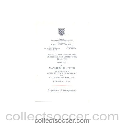 1979 FA Cup Final programme of arrangements Royal Box