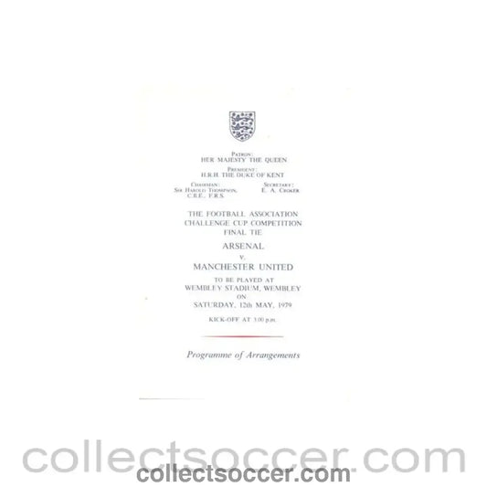 1979 FA Cup Final programme of arrangements Royal Box