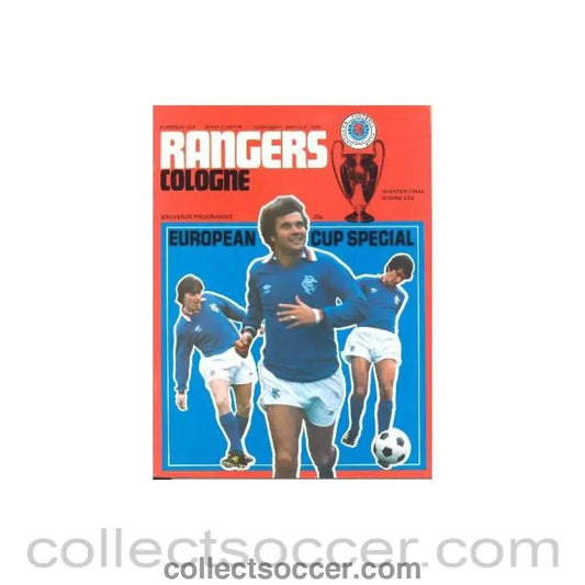 1979 - Glasgow Rangers v Cologne official programme 21/03/1979 European Cup - Collect Soccer