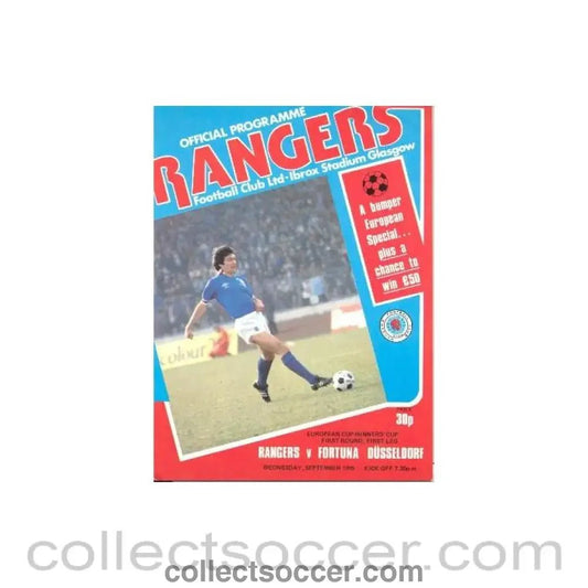 1979 - Glasgow Rangers v Fortuna Dusseldorf official programme 19/09/1979 - Collect Soccer