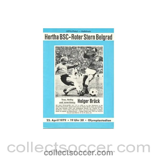 1979 Hertha Berlin v Red Star Belgrade official programme 25/04/1979 UEFA Cup Semi-Final