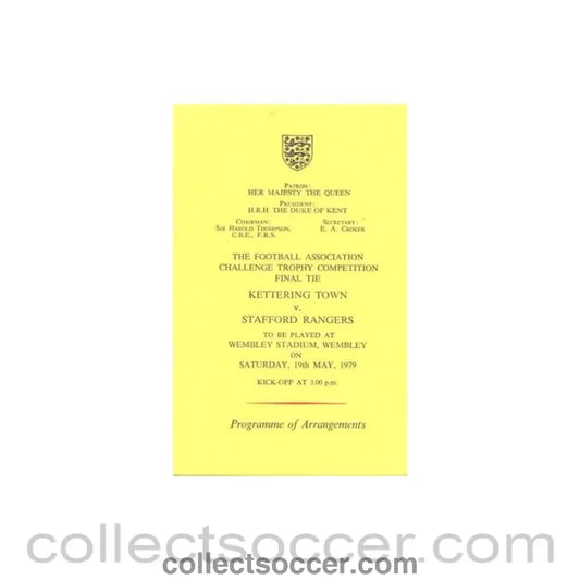 1979 Kettering Town v Stafford Rangers programme of arrangements Royal Box