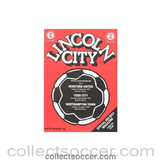 1979 - Lincoln City v Hereford United official programme 21/12/1979 - Collect Soccer