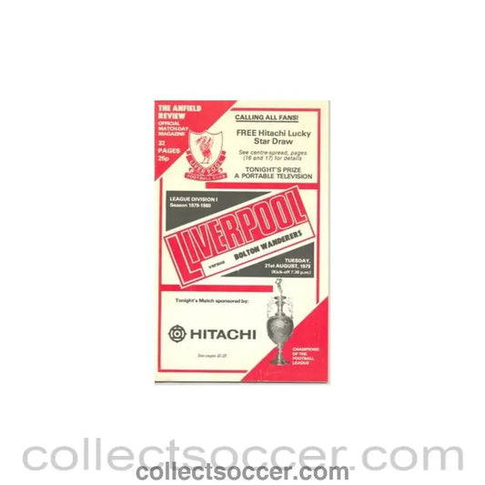 1979 - Liverpool v Bolton Wanderers official programme 21/08/1979 - Collect Soccer