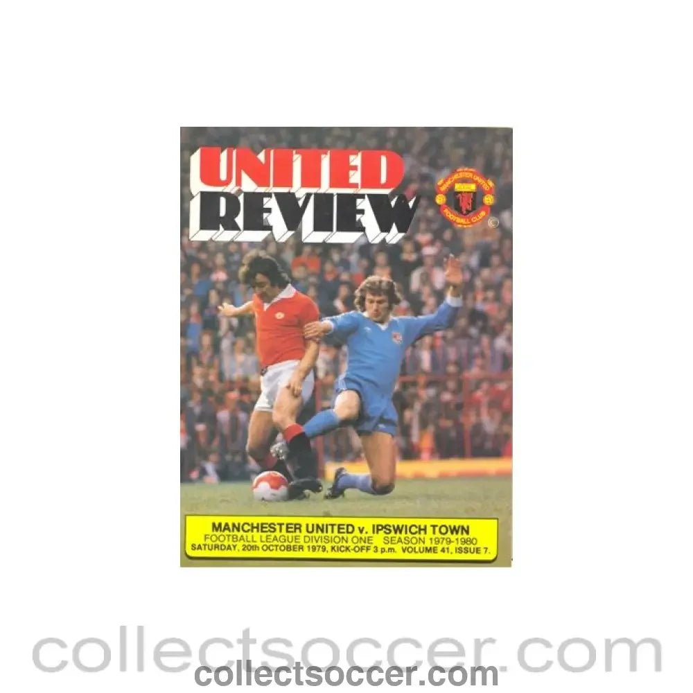 1979 - Manchester United v Ipswich Town official programme 20/10/1979 token cut - Collect Soccer