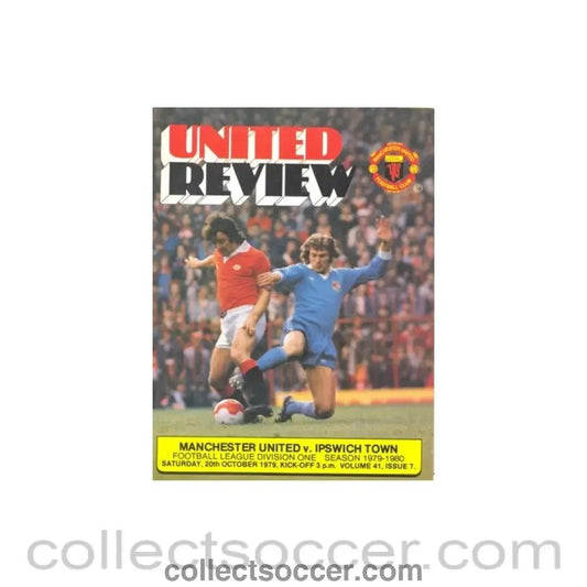 1979 - Manchester United v Ipswich Town official programme 20/10/1979 token cut - Collect Soccer