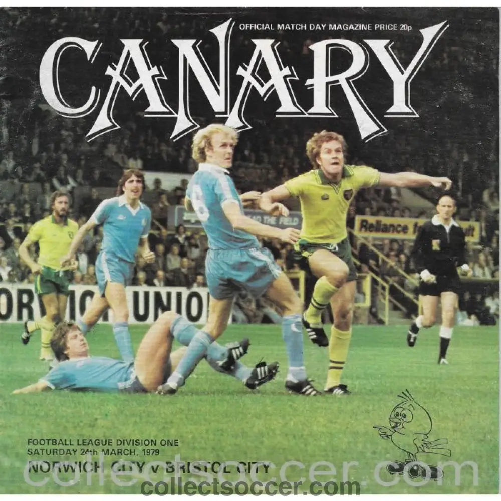 1979 Norwich City v Bristol City Football Programme - Autographed Bristol City Players - Collect Soccer