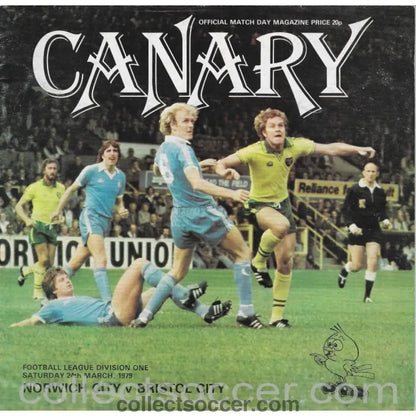1979 Norwich City v Bristol City Football Programme - Autographed Bristol City Players - Collect Soccer