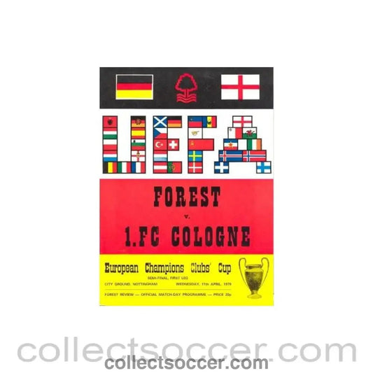 1979 - Nottingham Forest v Cologne official programme 11/04/1979 UEFA Cup - Collect Soccer