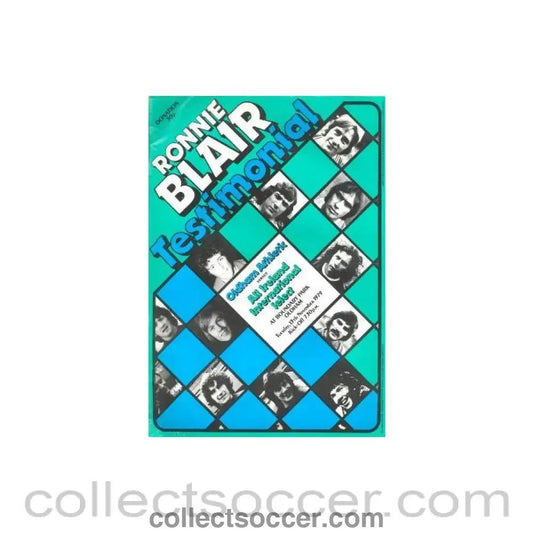 1979 - Oldham Athletic v All Ireland International Select official programme 13/11/1979 Ronnie Blair Testimonial Match - Collect Soccer