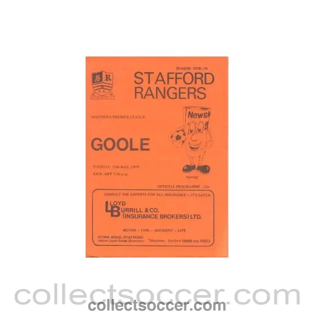 1979 - Stafford Rangers v Goole official programme 15/05/1979 Northern Premier League - Collect Soccer