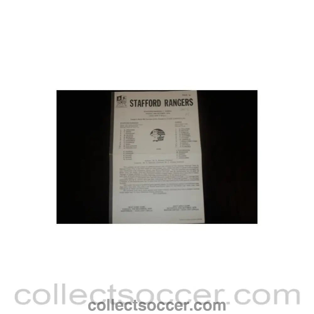 1979 - Stafford Rangers v Zambia official programme 19/10/1979, Semi-Professional International - Collect Soccer