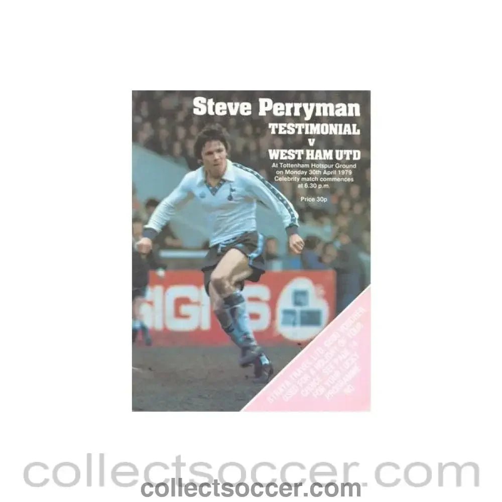 1979 - Tottenham Hotspur v West Ham United official programme 30/04/1979 Steve Perryman Testimonial Match - Collect Soccer
