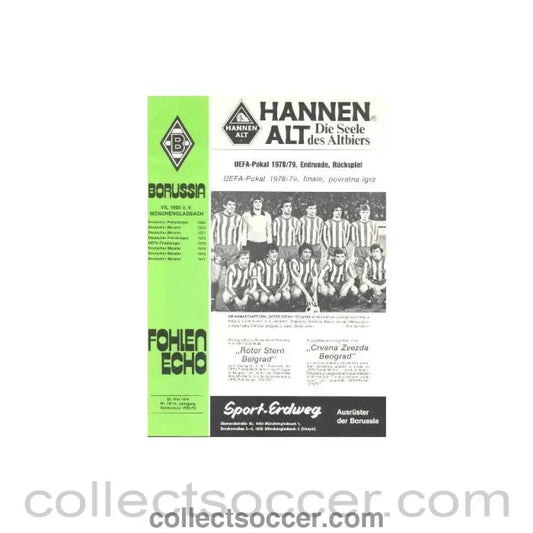 1979 UEFA Cup Final Official Programme Borussia Monchengladbach v Red Star Belgrade 09/05/1979 - Collect Soccer
