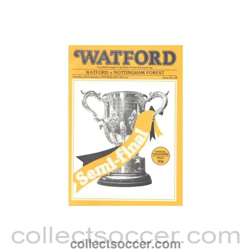 1979 - Watford v Nottingham Forest official programme 23/01/1979 Football League - Collect Soccer
