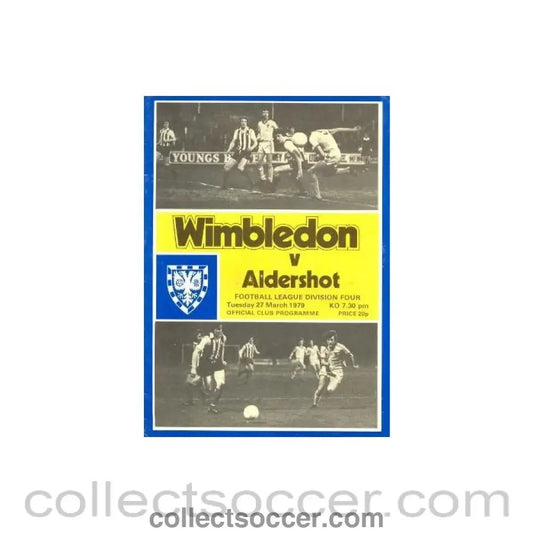 1979 - Wimbledon v Aldershot official programme 27/03/1979 - Collect Soccer