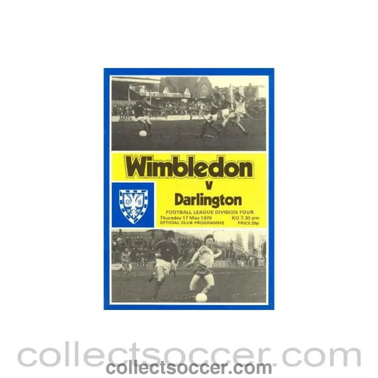 1979 - Wimbledon v Darlington official programme 17/05/1979 - Collect Soccer