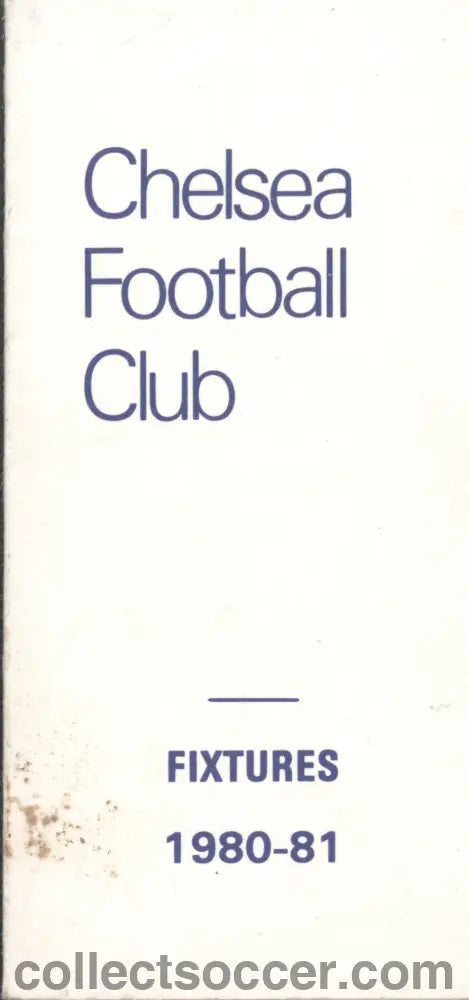 1980/81 Chelsea Fc Fixture Card