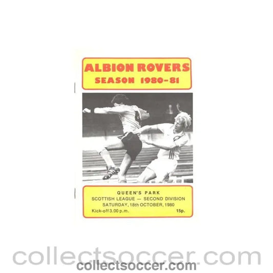 1980 - Albion Rovers v Queen's Park official programme 18/10/1980 Scottish League Cup - Collect Soccer