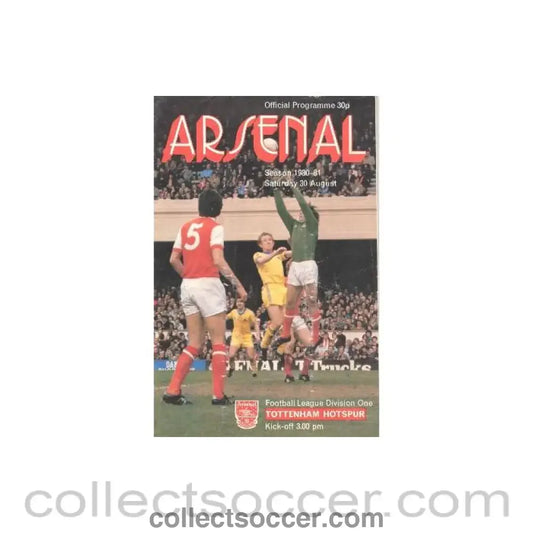 1980 - Arsenal v Tottenham Hotspur official programme 30/08/1980 Football League
