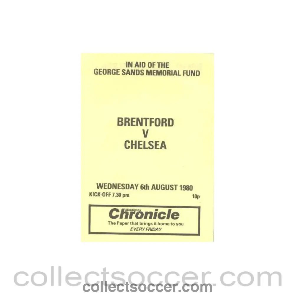 1980 - Brentford vChelsea official programme 06/08/1980 - Collect Soccer
