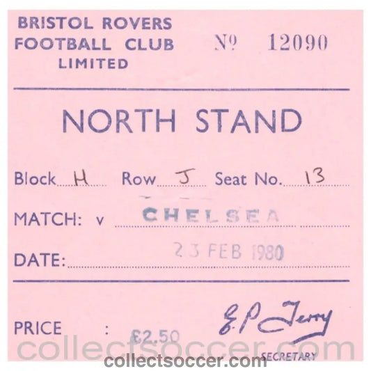 1980 Bristol Rovers v Chelsea football ticket - Collect Soccer