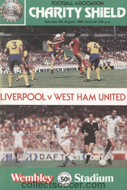 1980 Charity Shield Official Programme Liverpool v West Ham United - Collect Soccer